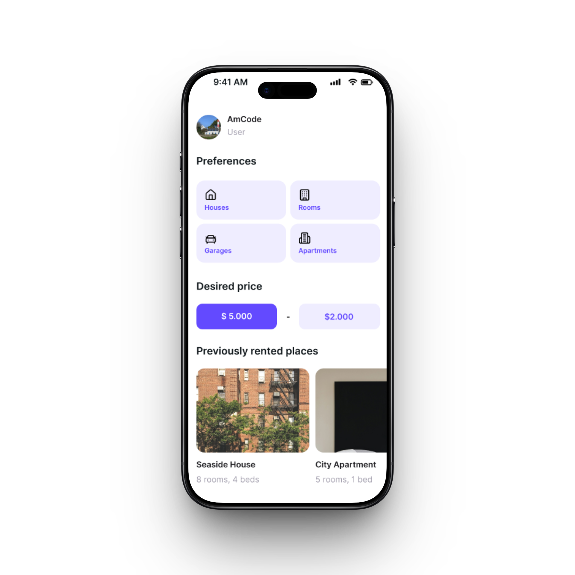 Interfaz de usuario de aplicación móvil